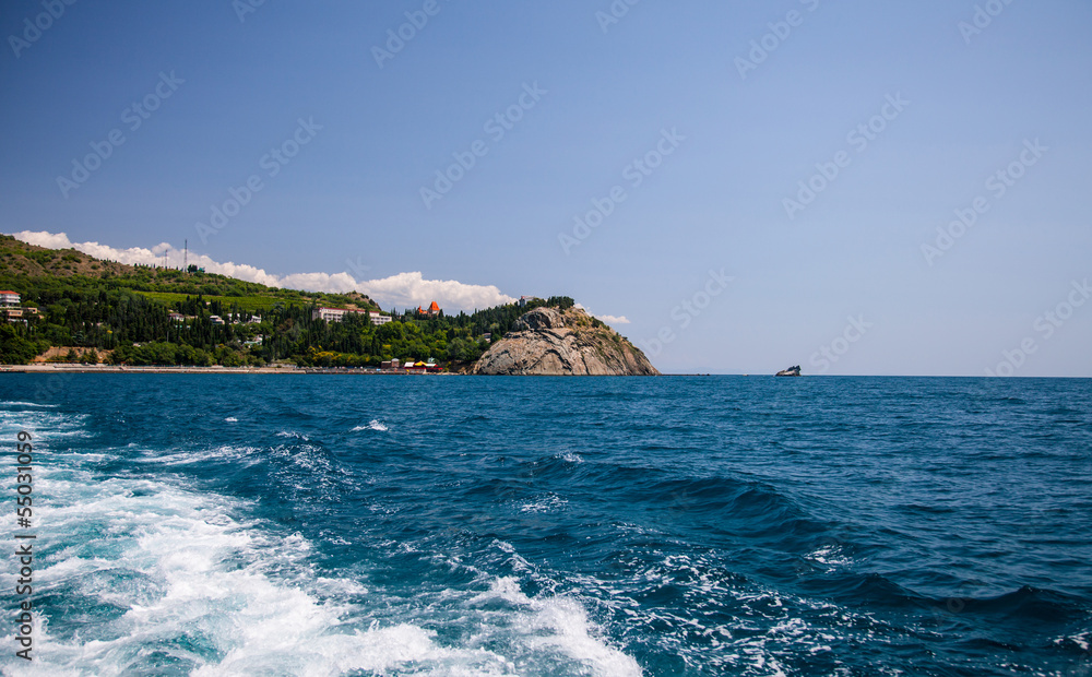 Amazing landscape of the Black Sea and mountains in Crimea Amazing landscape of the Black Sea and mountains in Crimea