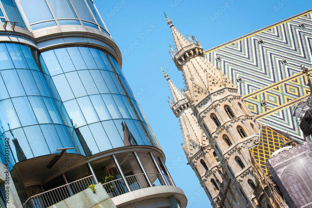 Haas Haus with St. Stephen's Cathedral, Vienna, Austria