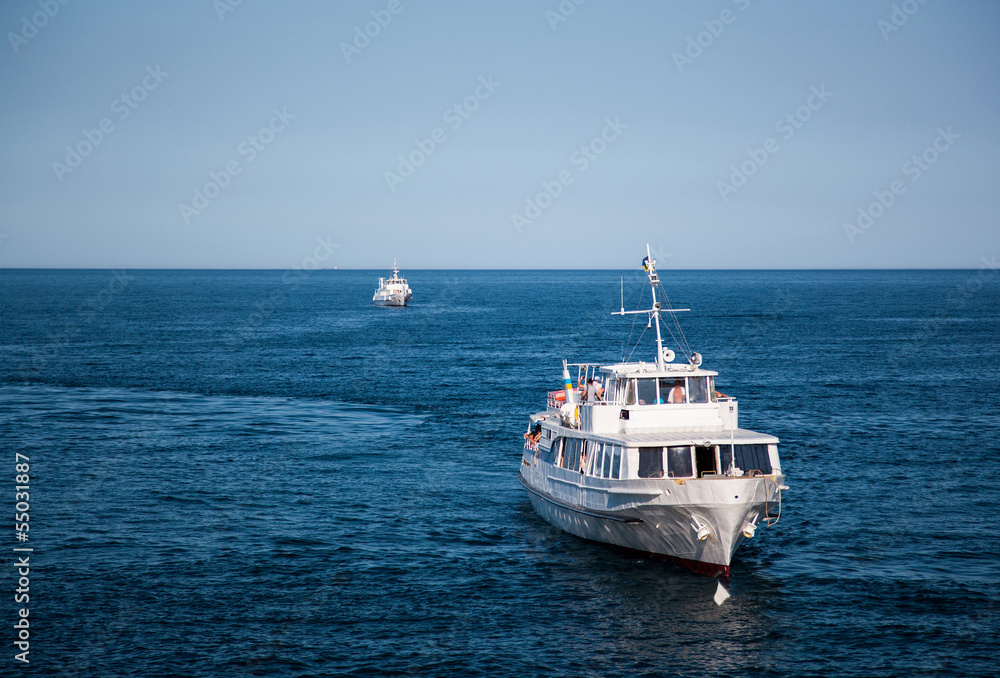 Motor vessels on the open sea