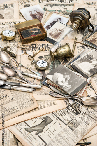 Antique french and german goods prepared for flea market