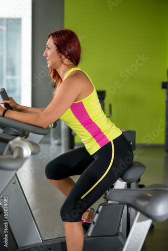 Woman riding bicycle