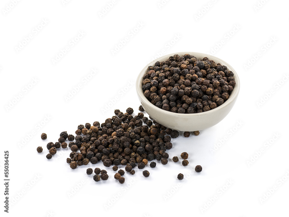 Black peppercorn isolated on white background Black peppercorn isolated on white background