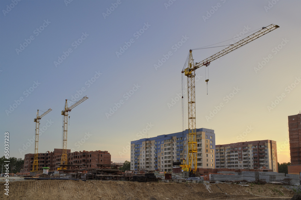 The construction of new apartment houses