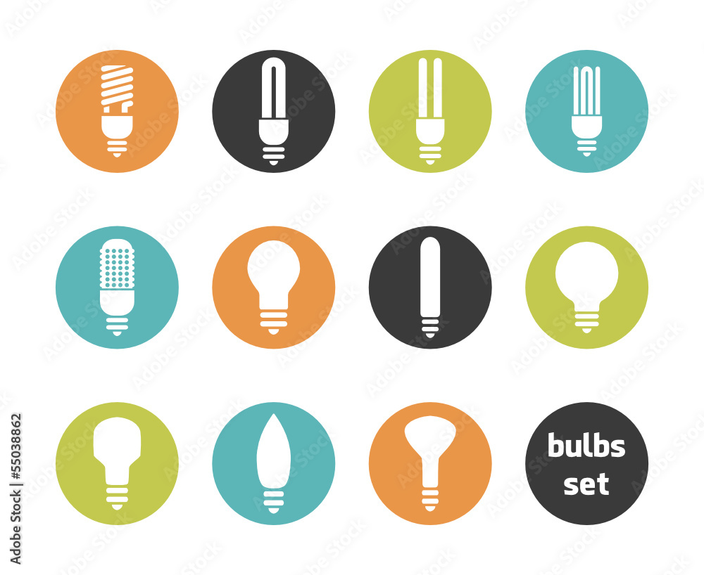 bulbs icon set ecological and normal use bulbs icon set ecological and normal use