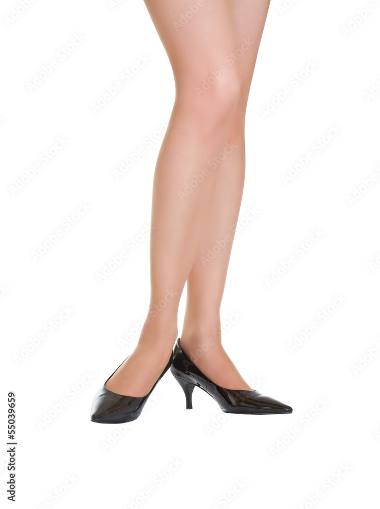 Beautiful female legs in pantyhose and shoes Beautiful female legs in pantyhose and shoes