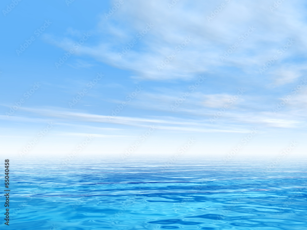 Obraz premium Conceptual blue sea or ocean water with sky