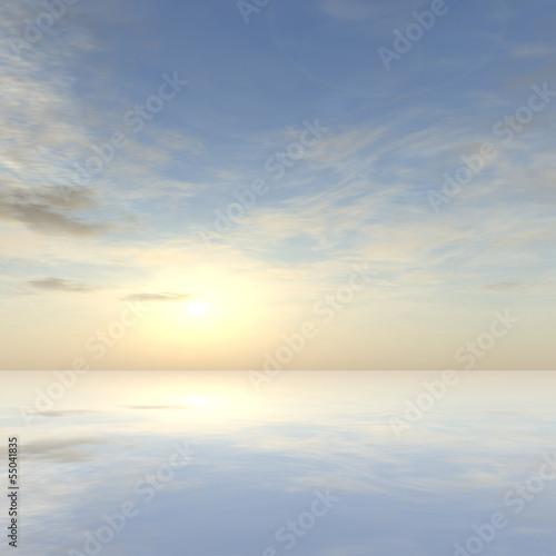 Conceptual sunset sky and water reflection