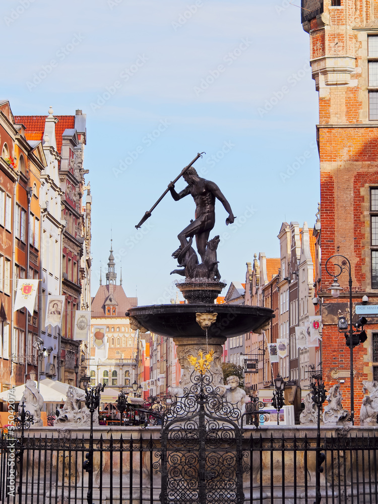 Fototapeta premium Neptune Fountain in Gdansk, Poland