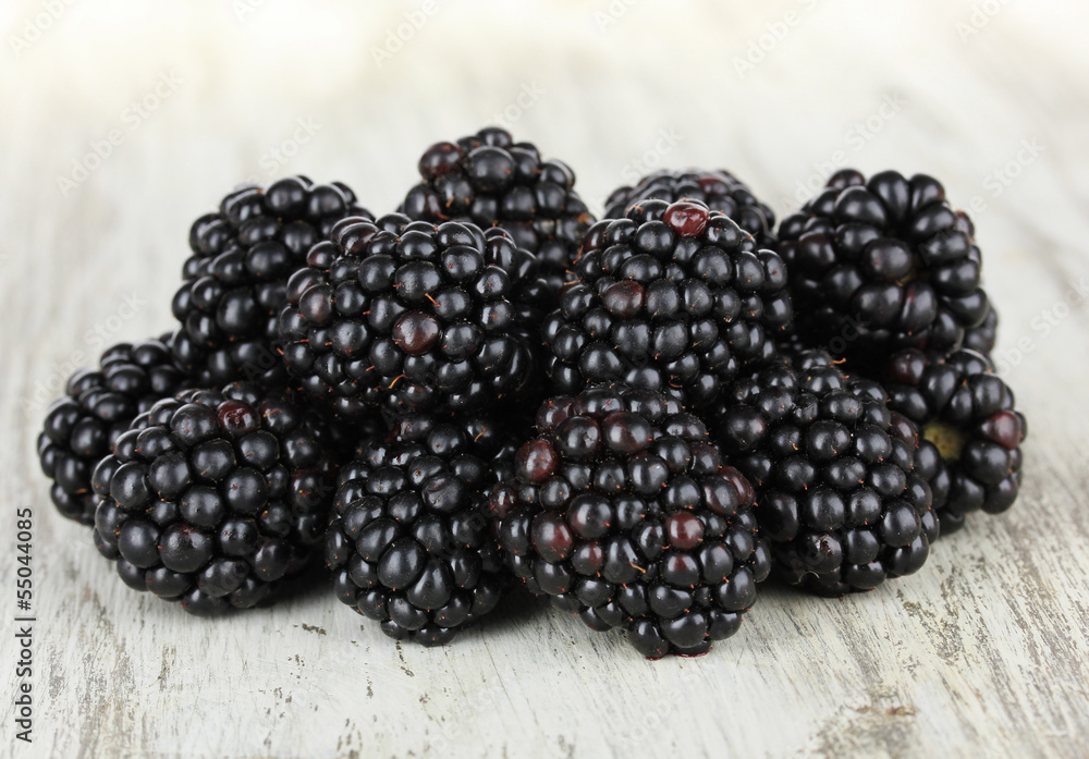 Sweet blackberries on table close-up Sweet blackberries on table close-up