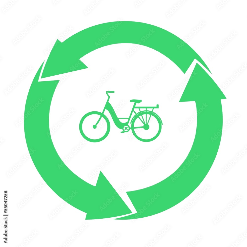 Vélo de ville dans un symbole recyclage Vélo de ville dans un symbole recyclage