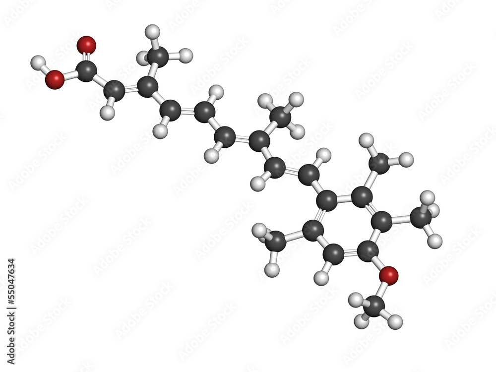 Acitretin psoriasis drug, chemical structure. Acitretin psoriasis drug, chemical structure.