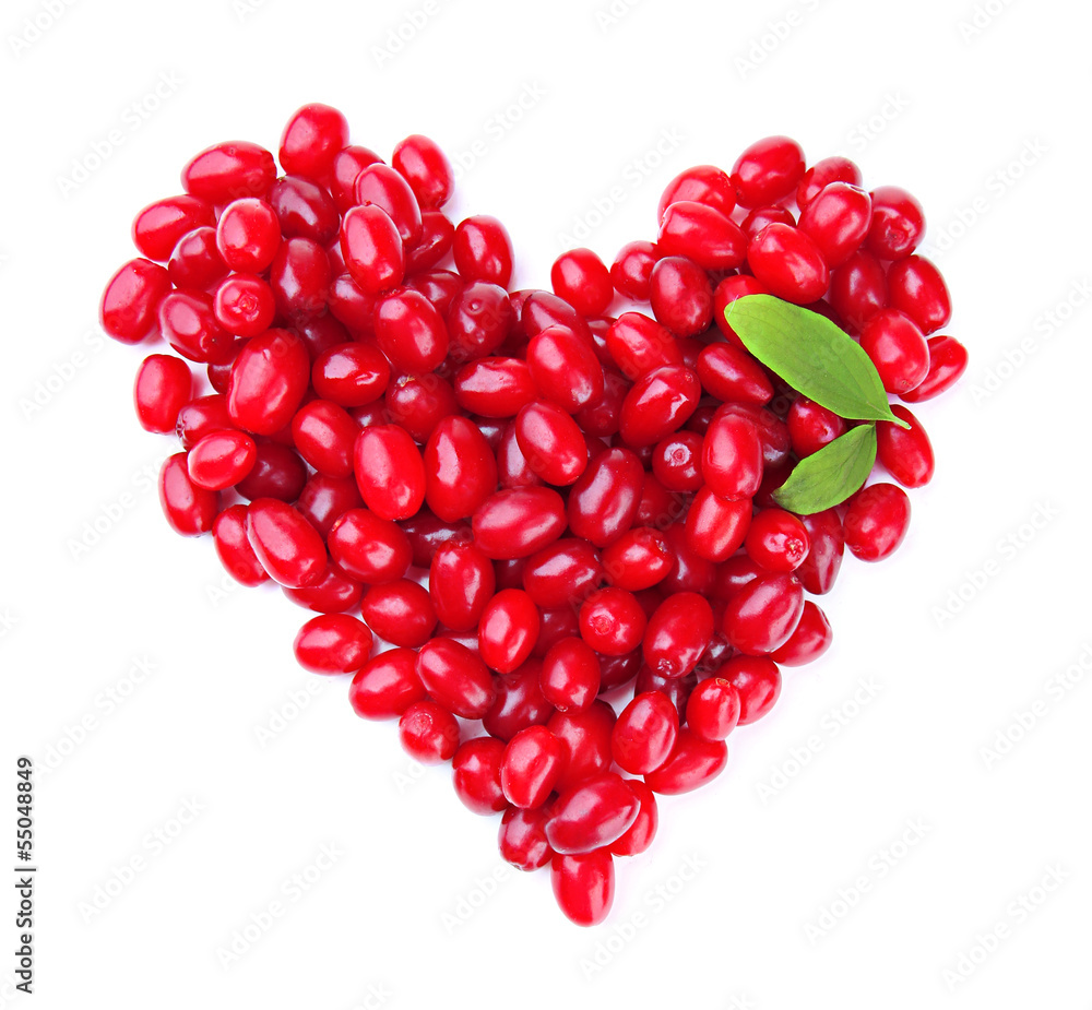 Fresh cornel berries isolated on white Fresh cornel berries isolated on white