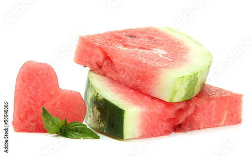 Fresh ripe watermelon isolated on white