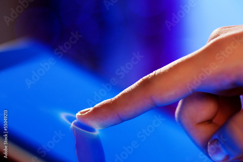 Finger touching screen