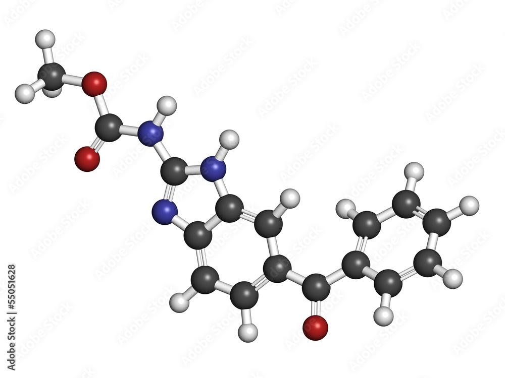 Mebendazole anthelmintic drug, chemical structure. Mebendazole anthelmintic drug, chemical structure.
