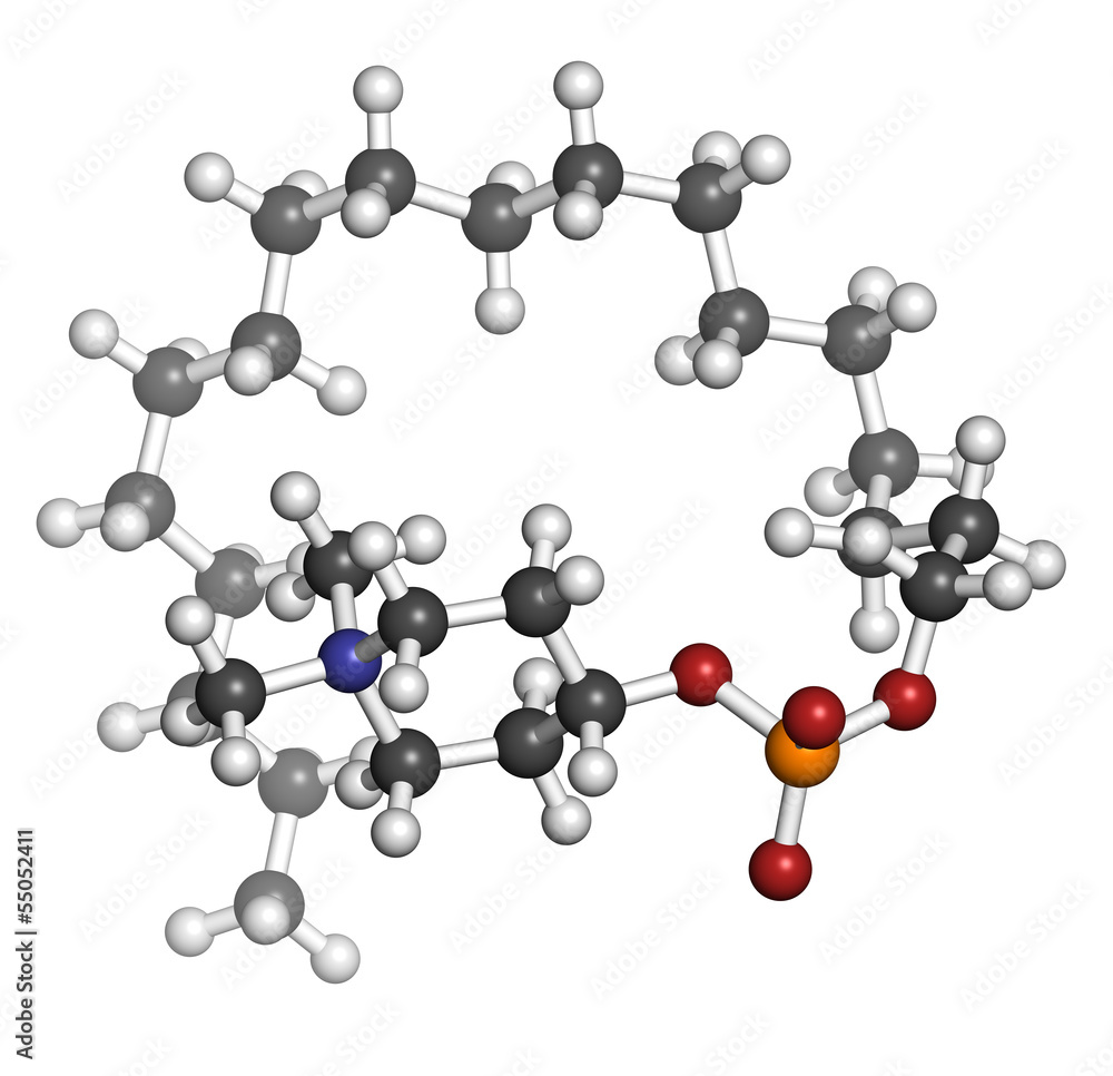 Perifosine investigational cancer drug, chemical structure. Perifosine investigational cancer drug, chemical structure.
