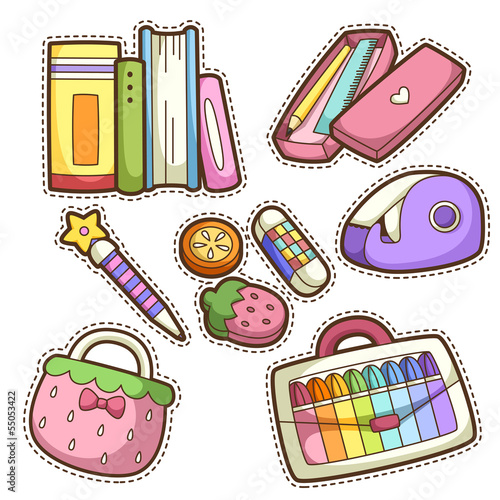 school set. set of different school items