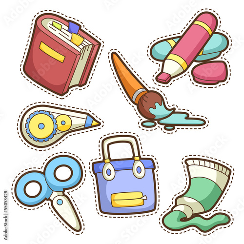 school set. set of different school items