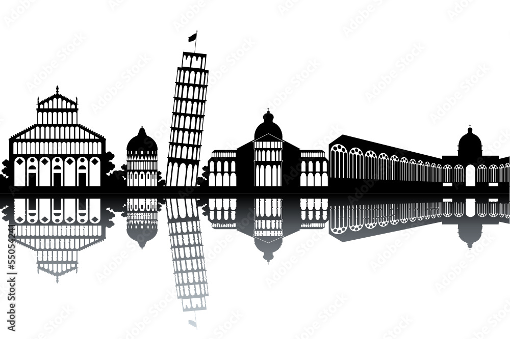 Fototapeta premium Pisa skyline - black and white vector illustration