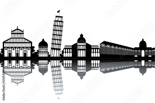 Pisa skyline - black and white vector illustration