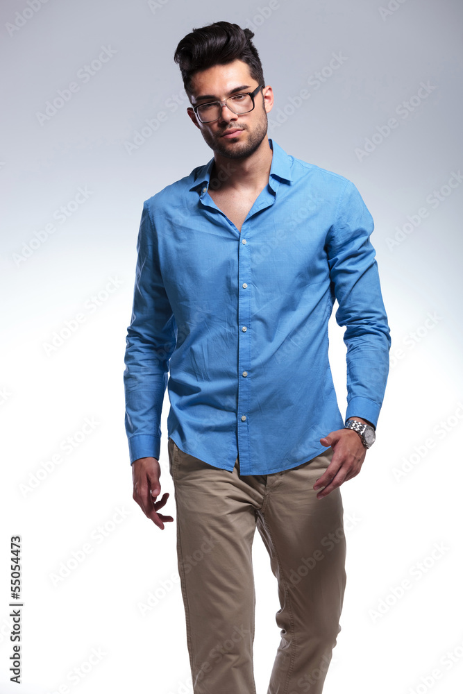 casual man walks towards you casual man walks towards you