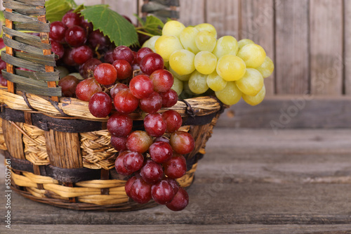 Basket of Red and Green Grapes