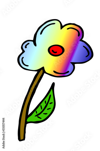 farbige Blume - Handzeichnung