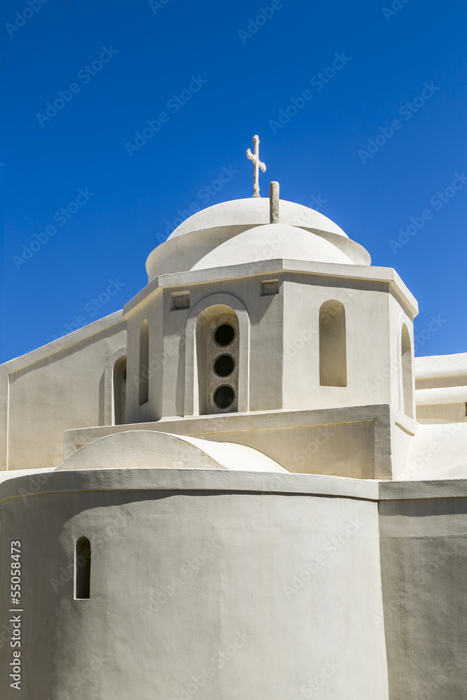 greek chapel isolated on blue sky