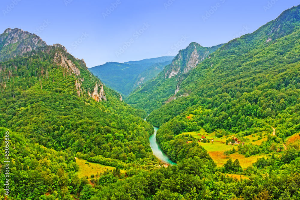 Mountain river Tara in Montenegro hdr