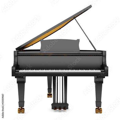 black grand piano isolated on white background