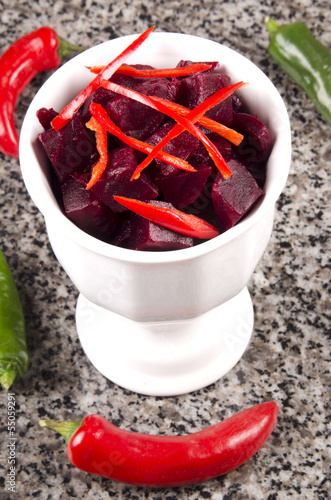 diced beetroot with chilli