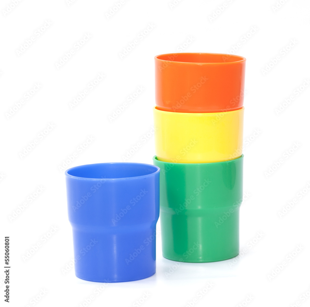 Plastic cups set isolated on the white background Plastic cups set isolated on the white background