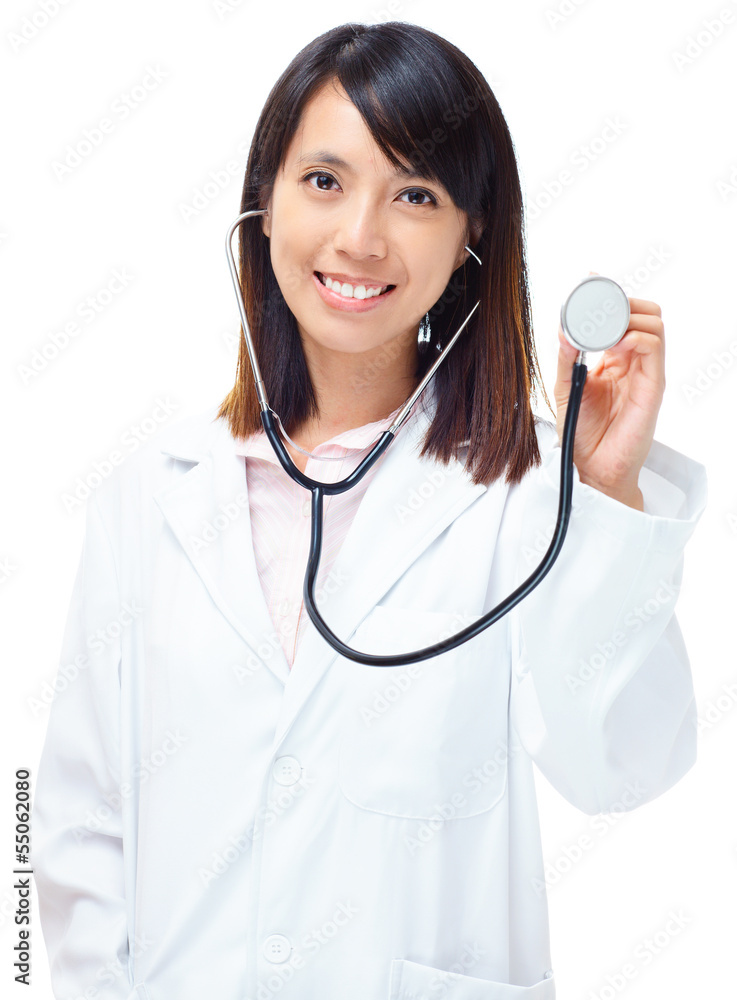 Asian medical doctor holding stethoscope Asian medical doctor holding stethoscope