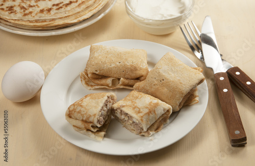 Pancakes with meat filling