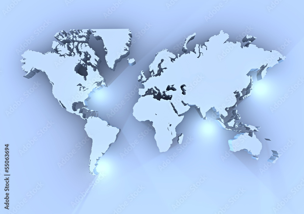 Planisfero mondo 3d azzurro cartina Stock Illustration | Adobe Stock