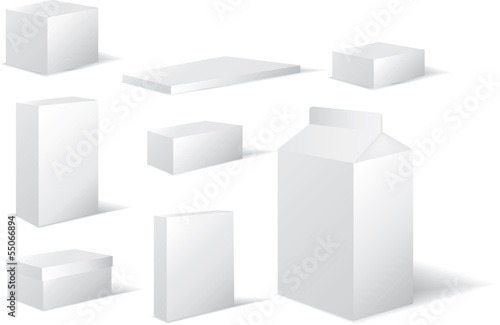 selection of white different sized blank boxes