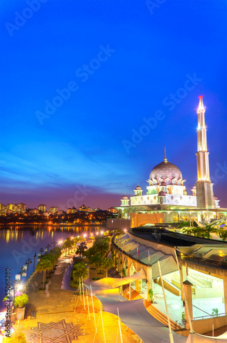 Dusk at Putra Mosque in Putrajaya, Malaysia