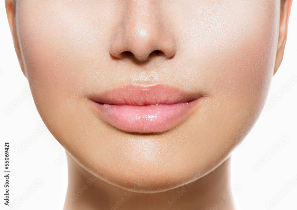 Beautiful Perfect Lips. Sexy Mouth Closeup over white Beautiful Perfect Lips. Sexy Mouth Closeup over white
