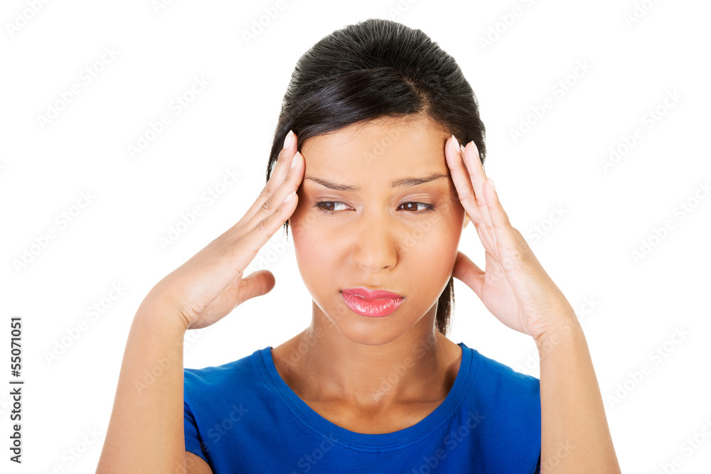 Woman with headache or problem Woman with headache or problem