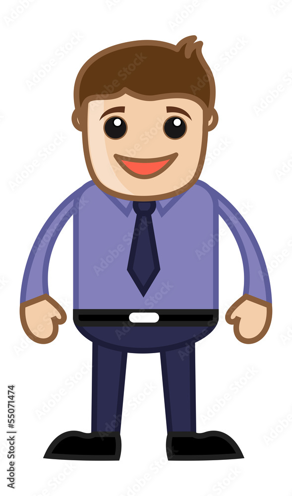 Happy Man in Office - Business Cartoon Character Vector Happy Man in Office - Business Cartoon Character Vector