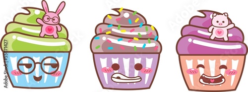CUPCAKE KAWAII TRI 05 - RABBIT, GRANULADO, PIG