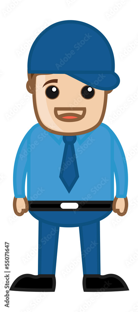 Cool Man with Cap - Business Cartoon Character Vector