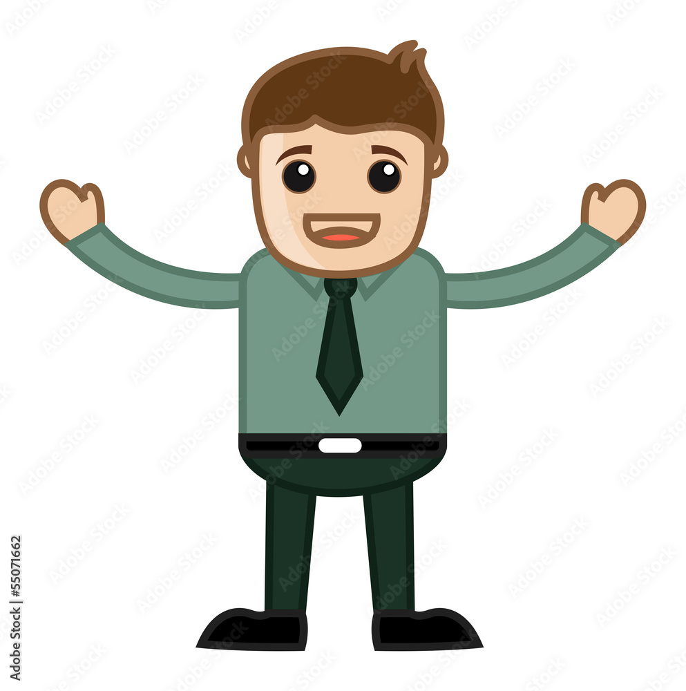 Raising Hands - Business Cartoon Character Vector Raising Hands - Business Cartoon Character Vector