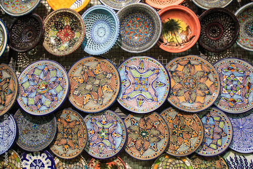 Handcrafted traditional plates and pottery souvenirs from Tuni