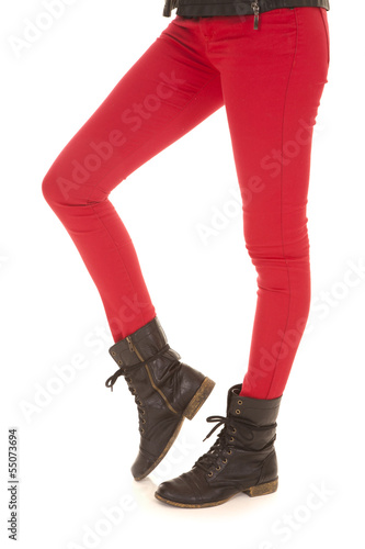 Fototapeta Naklejka Na Ścianę i Meble -  red pants woman legs boot