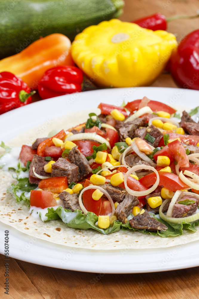 Tortilla filling, fresh vegetables. Tortilla filling, fresh vegetables.