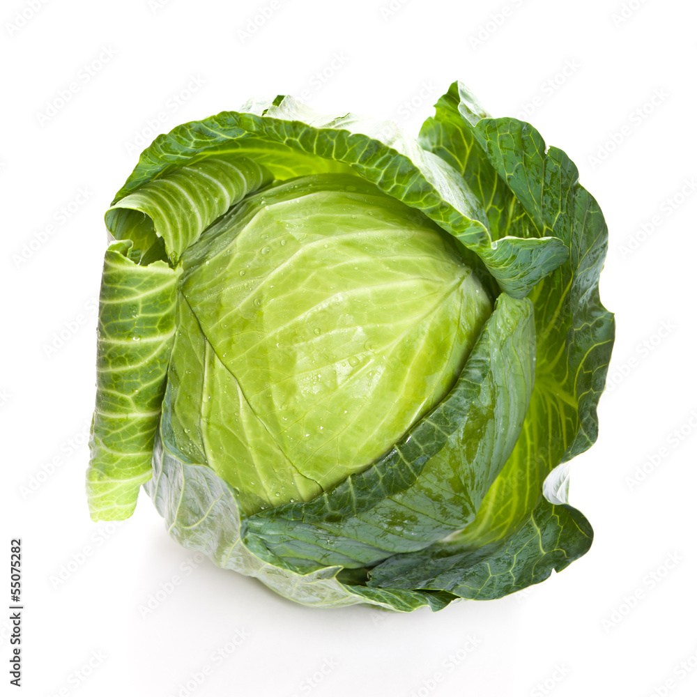 Fototapeta premium Green cabbage isolated on white background