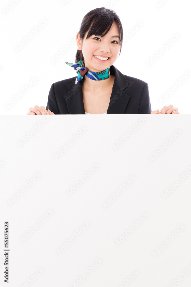 asian businesswoman with blank whiteboard asian businesswoman with blank whiteboard