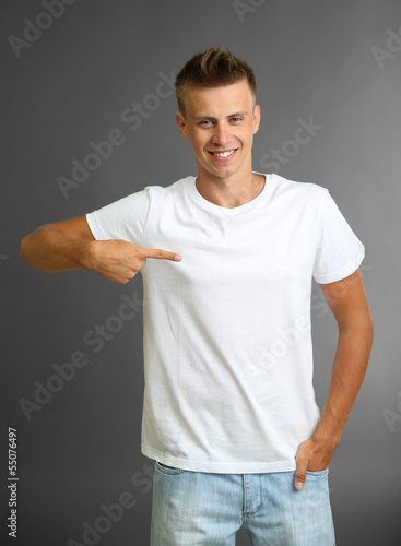 T-shirt on young man, on gr...