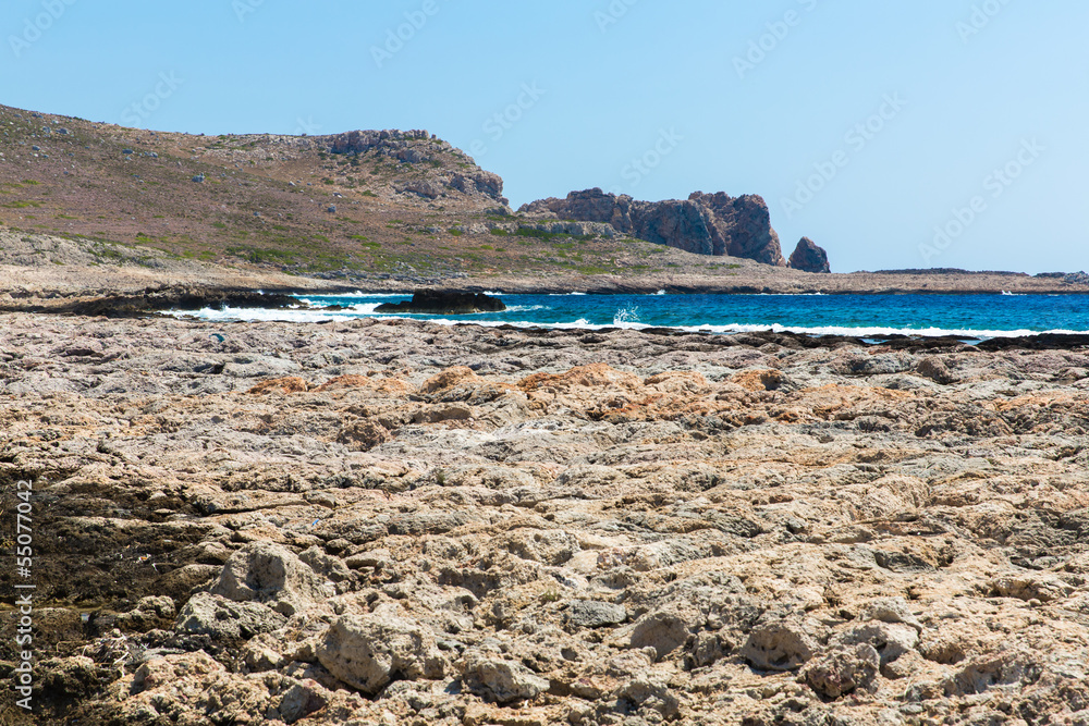Balos bay. View from Gramvousa Island, Crete in Greece
